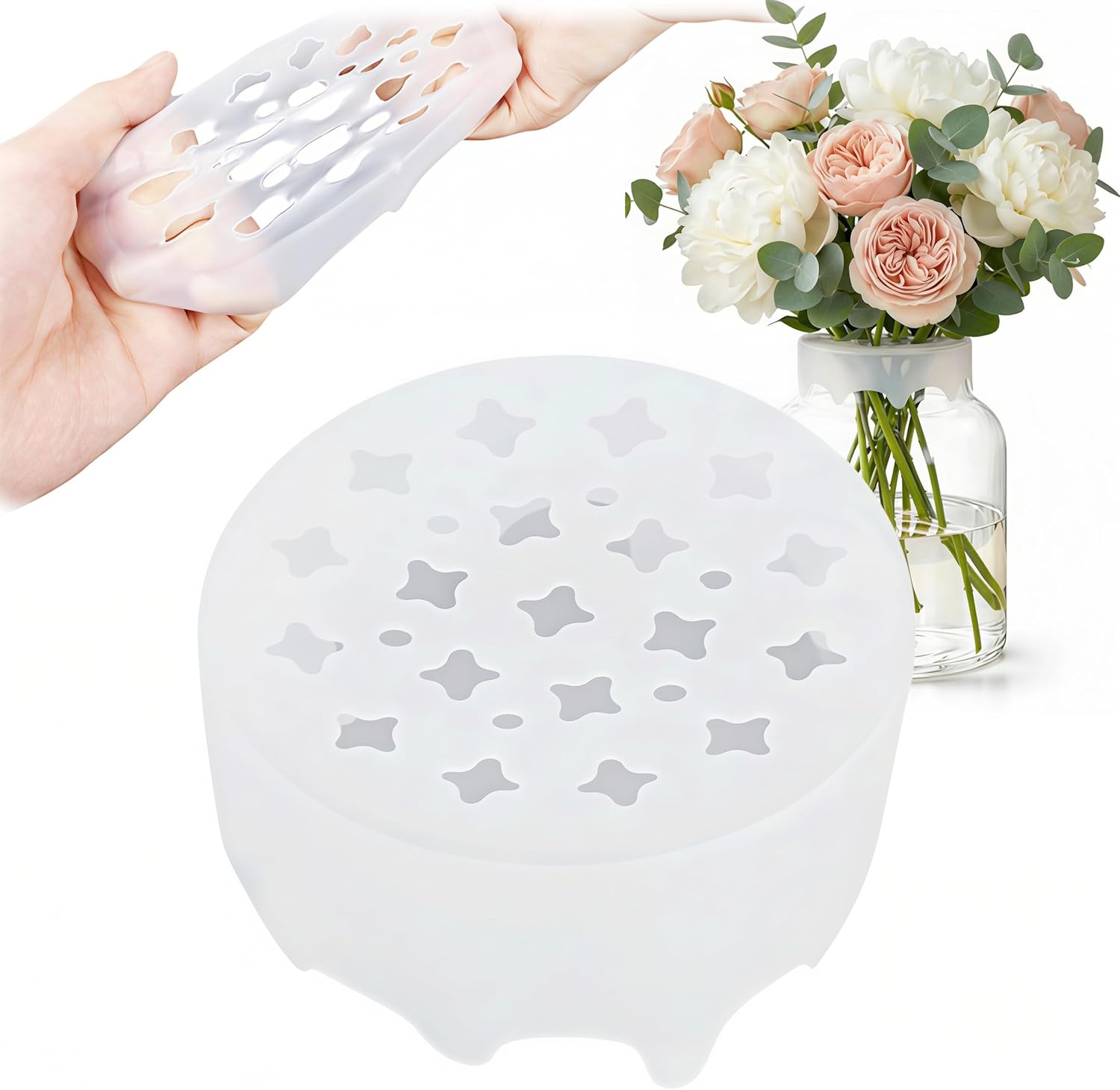Florist Supply Vases - Silicone Blossom Grid Flower Arranger, Flexible