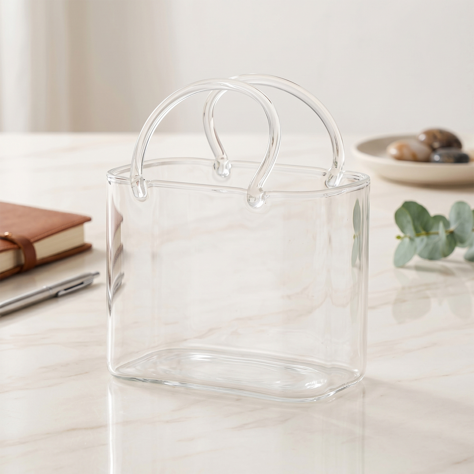 Glass Purse with Glass Straw C - Florist Supply Vases ulasan dan harga