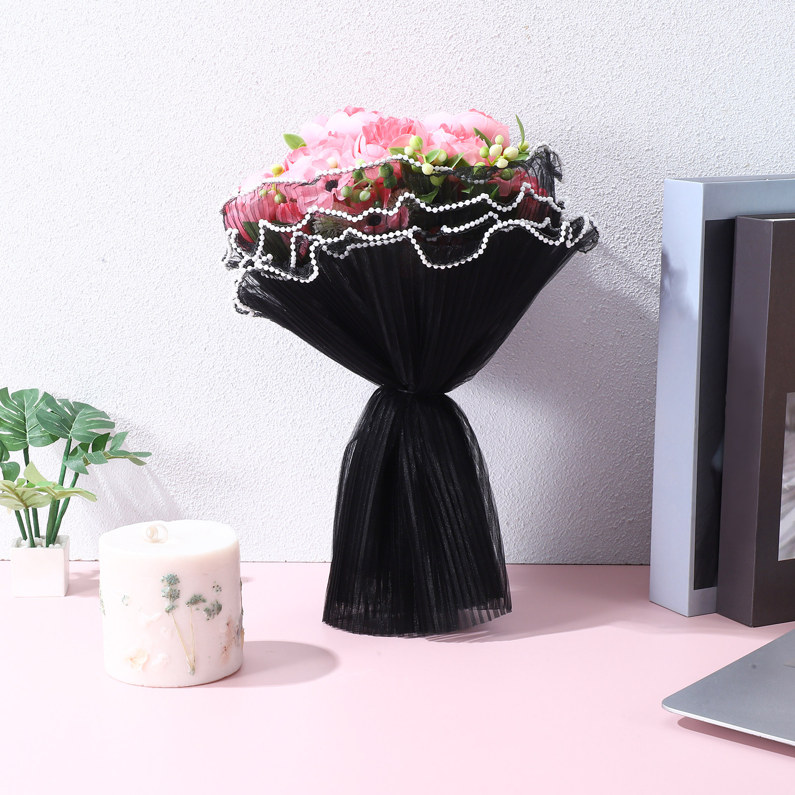 6Pcs Premium Wave Yarn Flower  - Anda Florist Supply ulasan dan harga