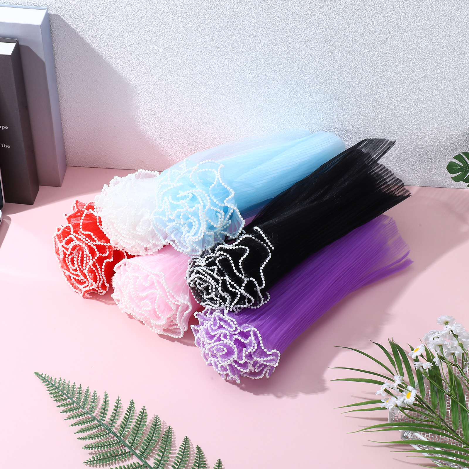 6Pcs Premium Wave Yarn Flower  - Anda Florist Supply ulasan dan harga