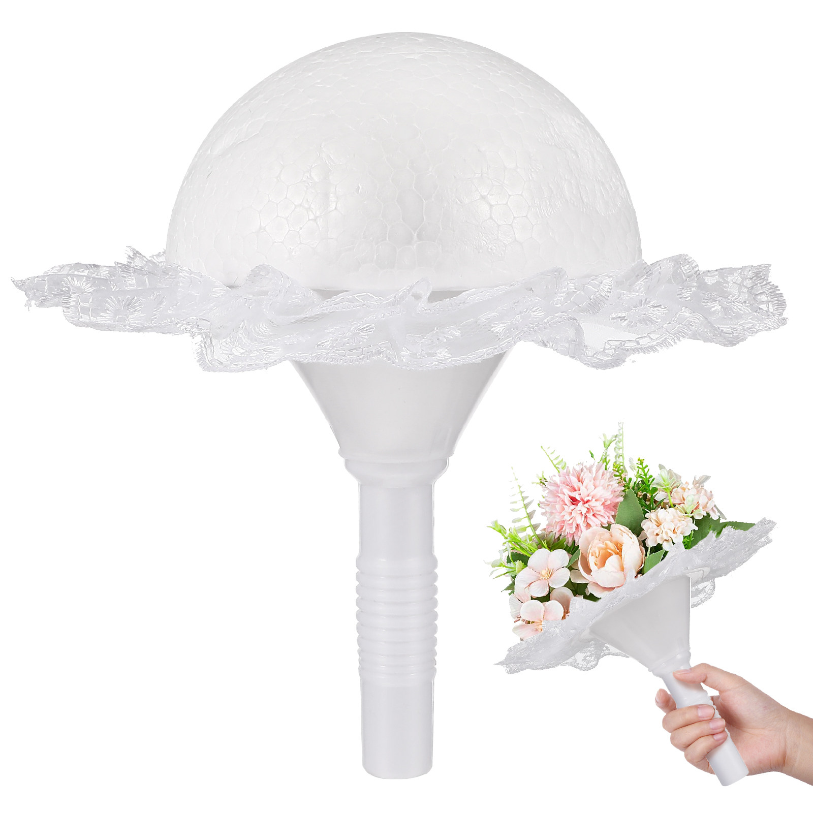 1Set Lace-Trimmed Foam Bouquet - Bouquet Holder Foam ulasan dan harga