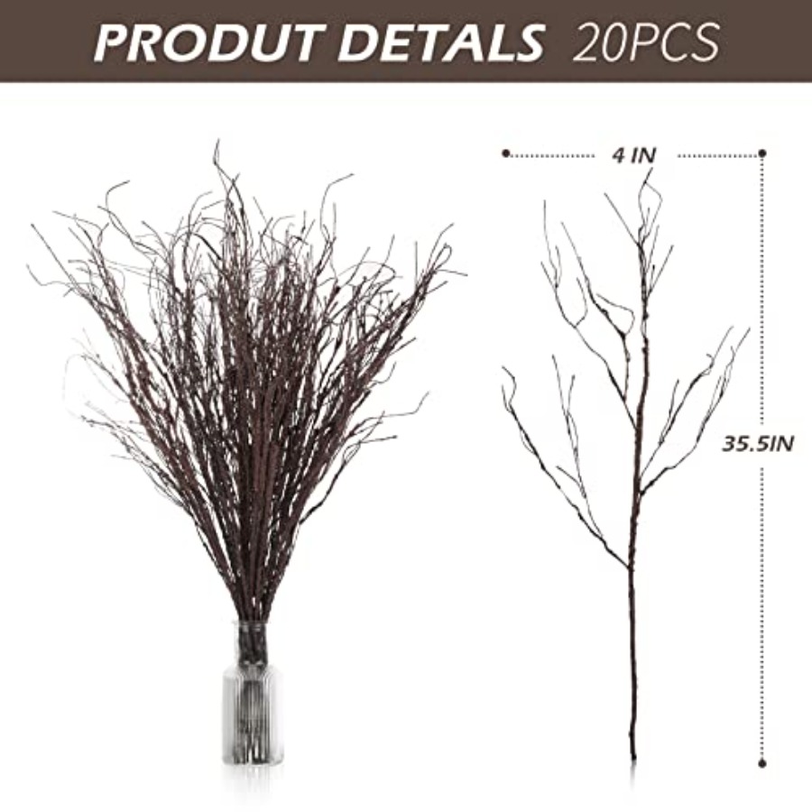 20 Pcs 35.4'' Tree Branches fo - Branch Curly Willow ulasan dan harga
