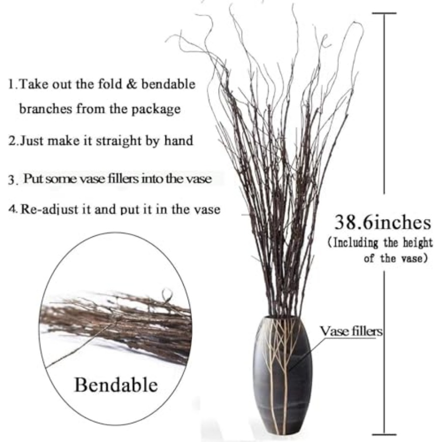 10PCS Lifelike Curly Willow Br - Branch Curly Willow ulasan dan harga