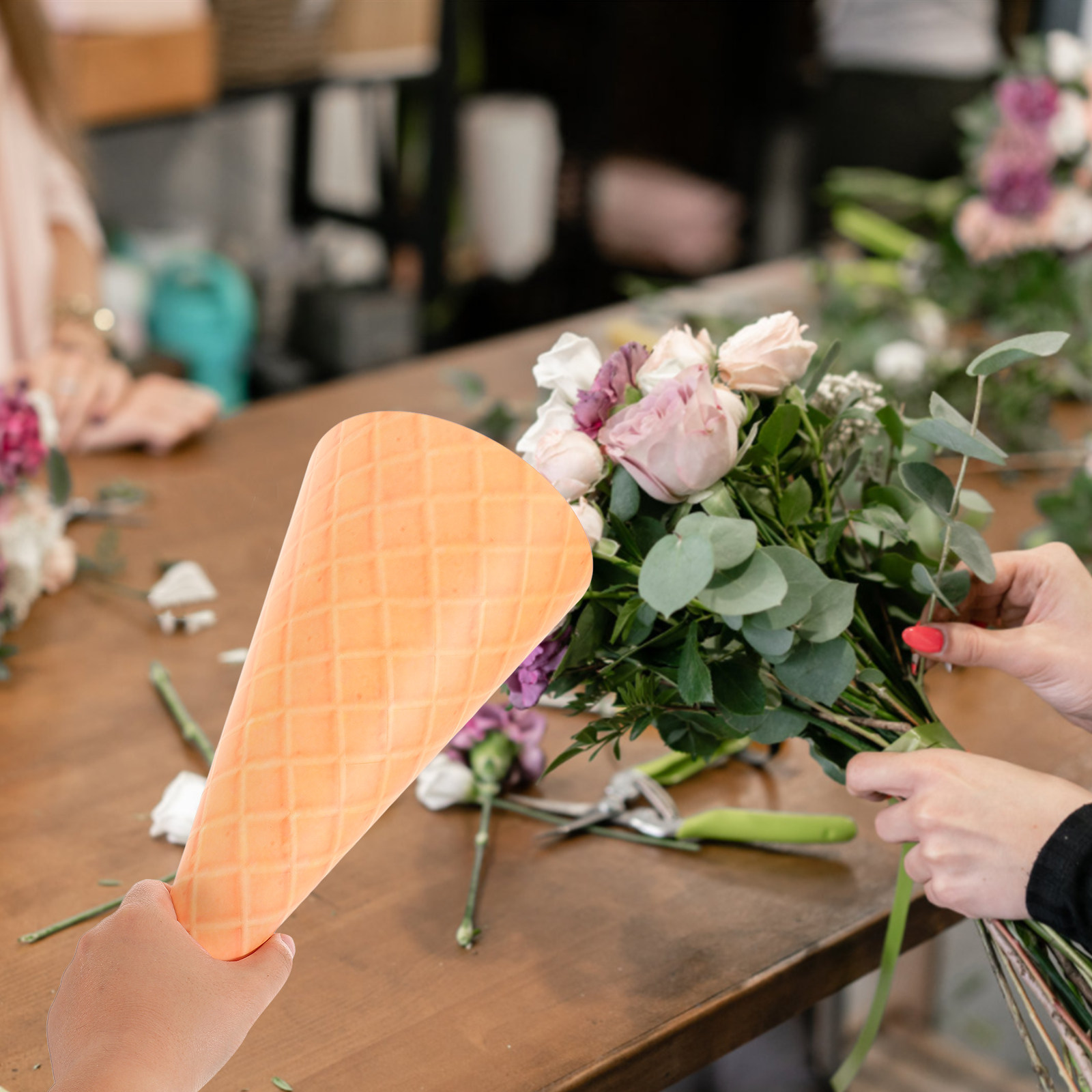 10Pcs Ice Cream Shape Paper Fl - Bouquet Holder Foam ulasan dan harga