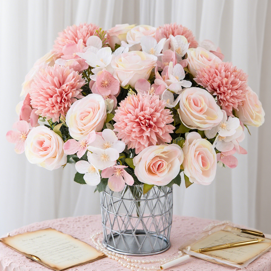 1/4pcs Artificial Flower Rose  - Florist Supply Vases ulasan dan harga