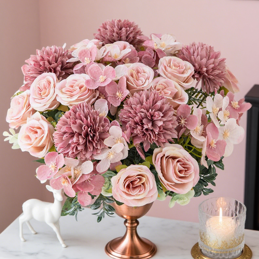 1/4pcs Artificial Flower Rose  - Florist Supply Vases ulasan dan harga