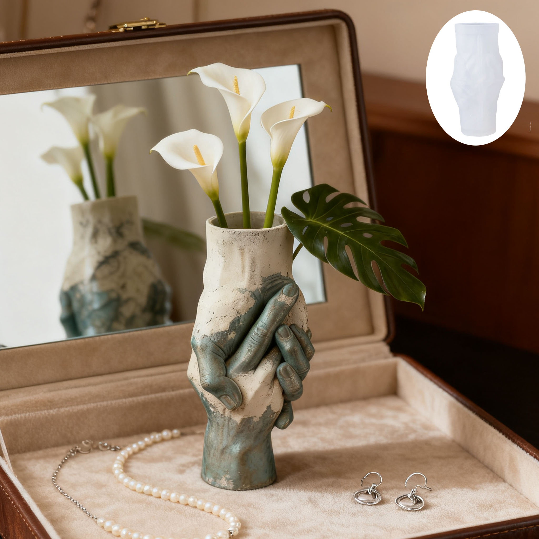 Artistic Hand-in-Hand Vase Sil - Florist Supply Vases ulasan dan harga