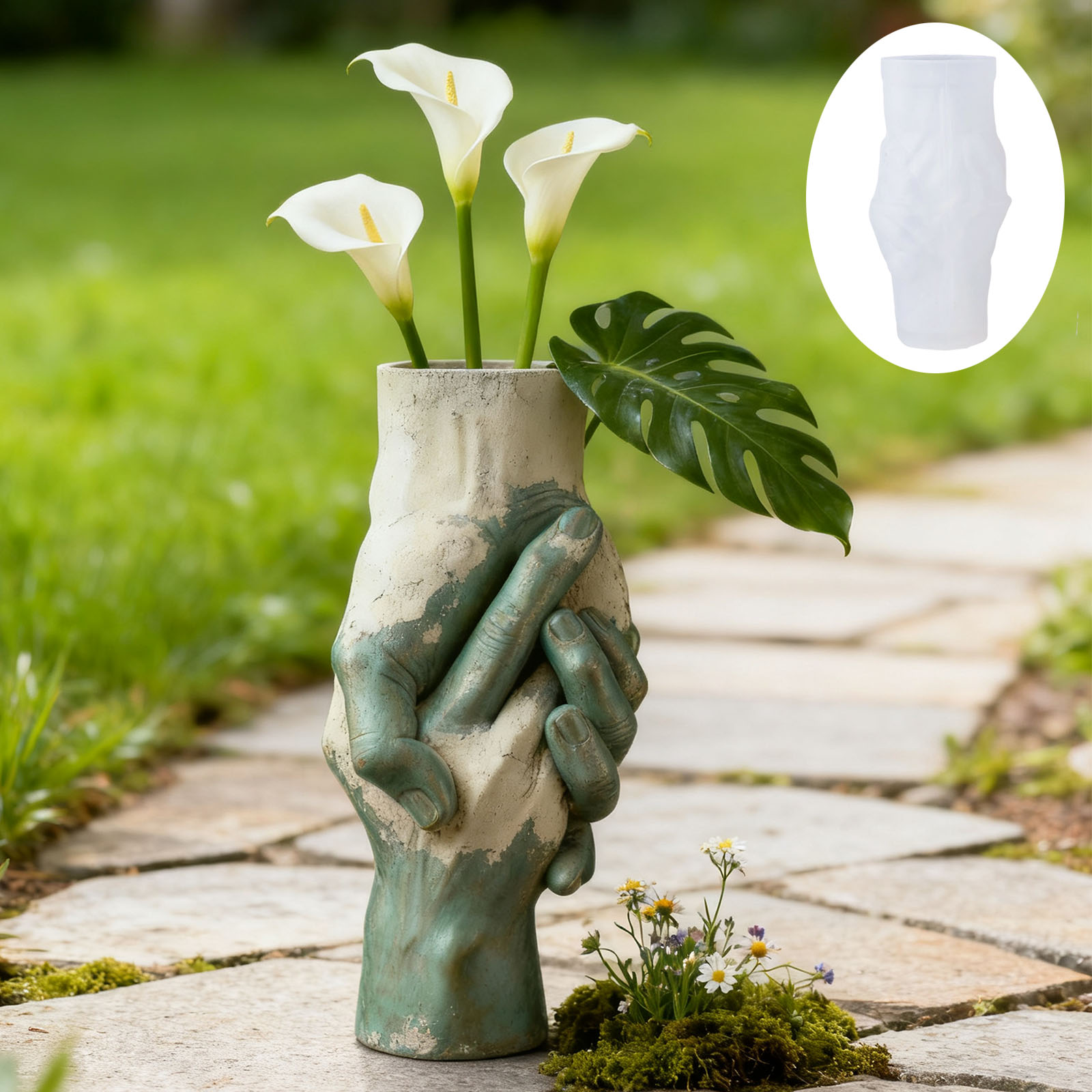 Artistic Hand-in-Hand Vase Sil - Florist Supply Vases ulasan dan harga