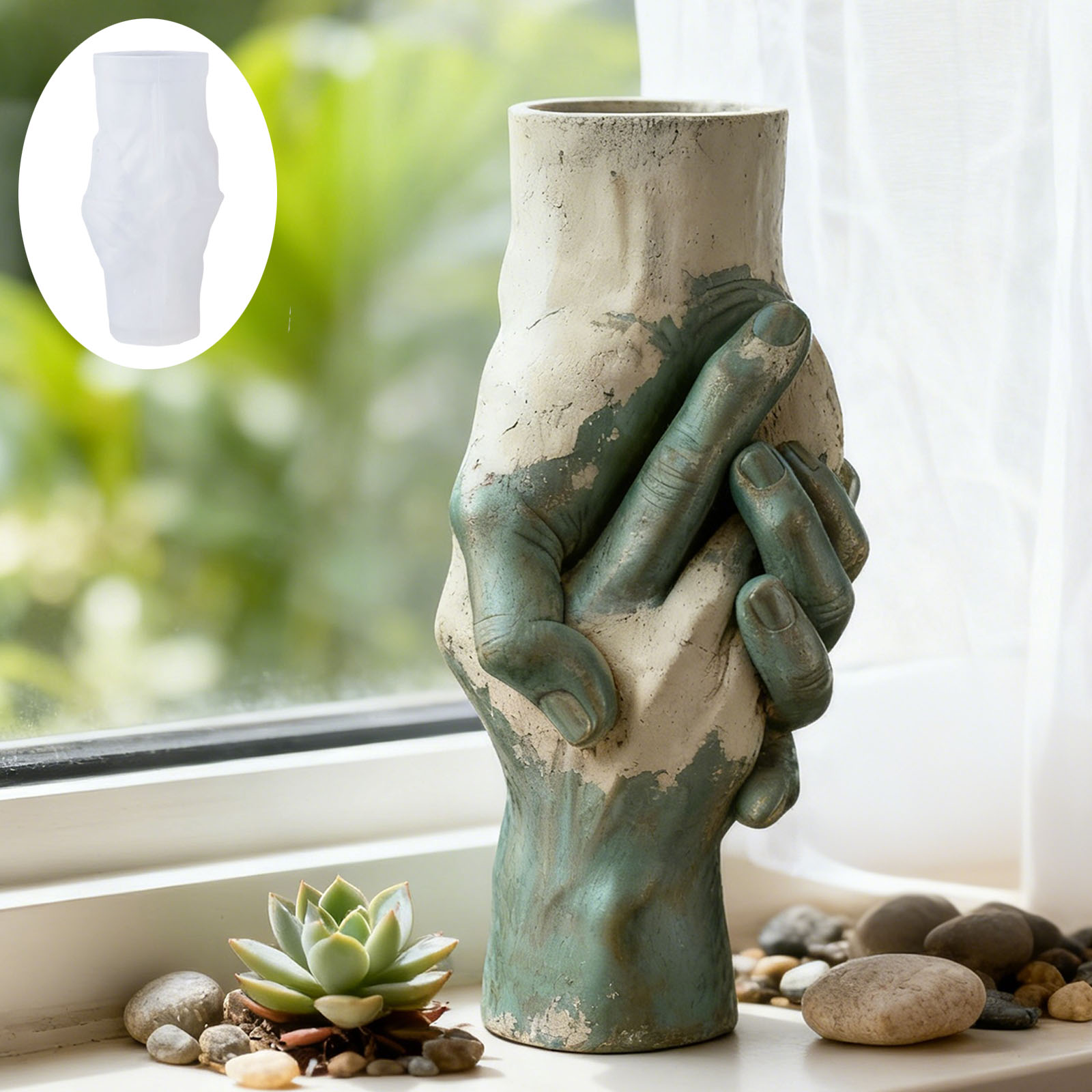 Artistic Hand-in-Hand Vase Sil - Florist Supply Vases ulasan dan harga